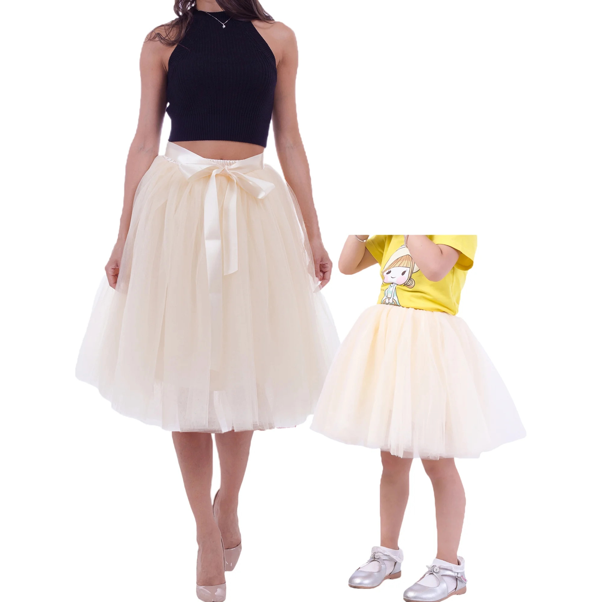 Mommy and Me Matching Outfit Women Tutu Skirt Girl's 7 Layers Tutu Tulle Princess Ballet Mini Dre... | Walmart (US)