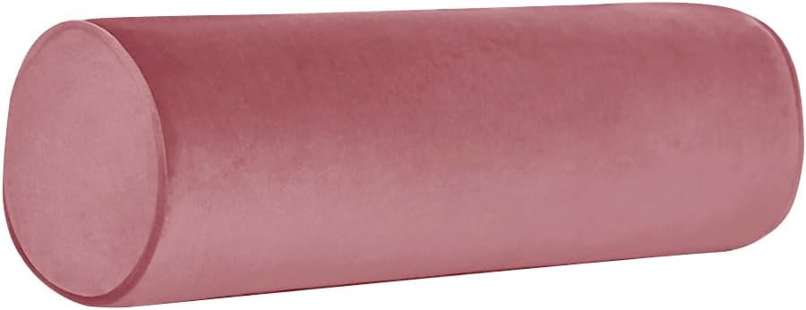 Neck Roll Pillowcases with Zipper - Full Moon Bolster/Round Cylinder Pillow Case Covers for Bedroom, Living Room, Sofa - Solid Color Neck Cervical Pillowcase Cover 18x 6 (Gray Pink) | Amazon (US)