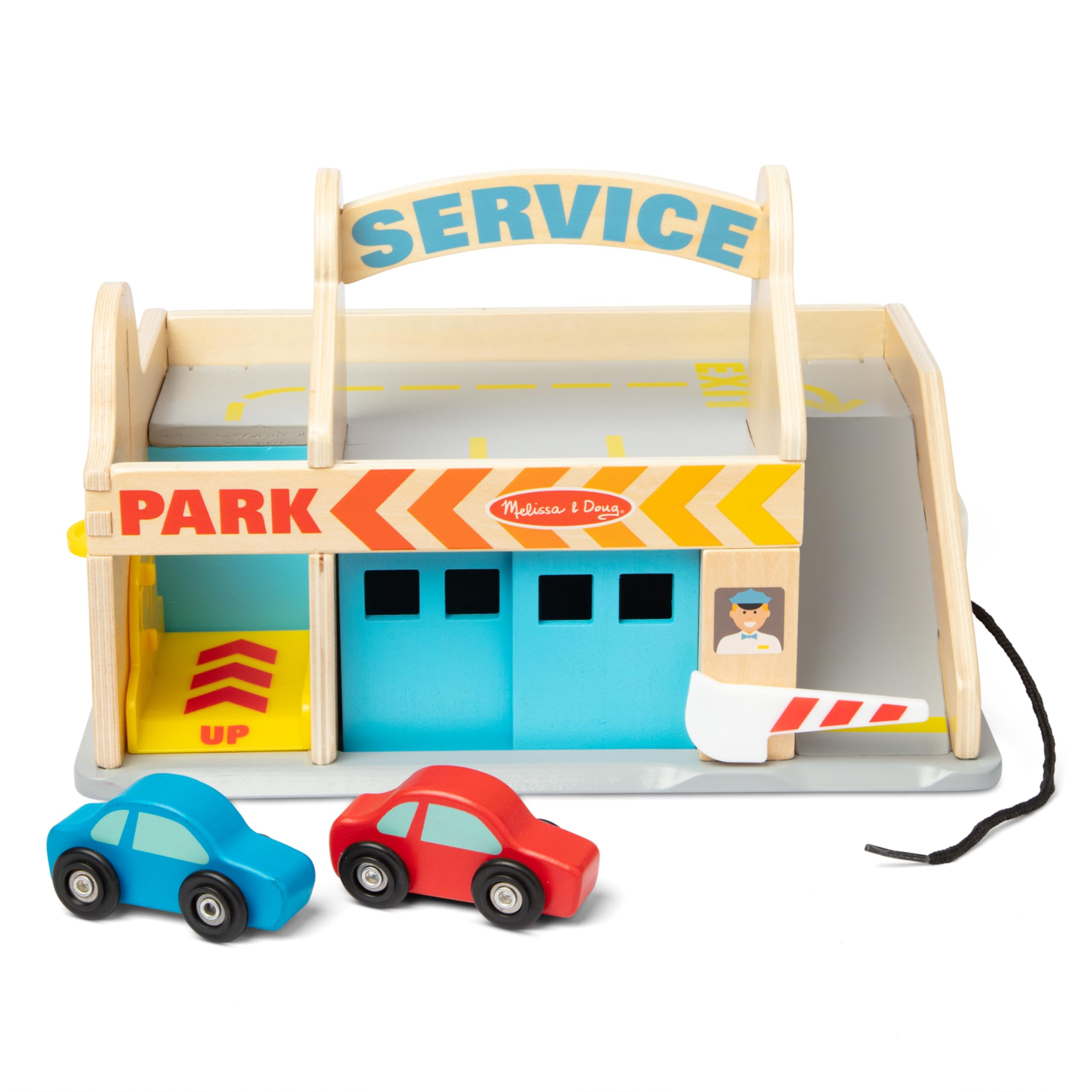 Melissa & Doug Service Station Parking Garage with 2 Wooden Cars and Drive-Thru Car Wash | Amazon (US)