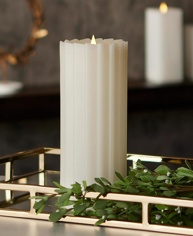 Sutton Fluted Seasonal Realistic Motion Flameless Electric LED Pillar Candle | 3D Moving Flame | ... | Amazon (US)