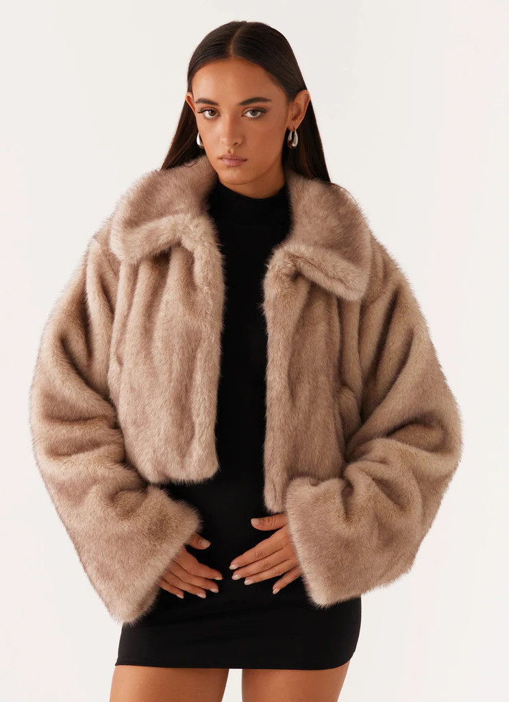 Yasmina Faux Fur Jacket - Beige | Peppermayo (Global)