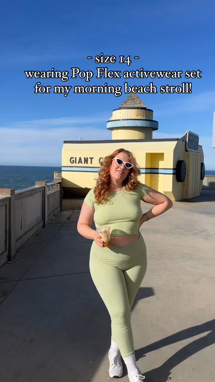 the cutest Pop Flex activewear set!! I wore this for a morning coffee stroll on Ocean Beach here in San Francisco. 

I'm a size 14 but I'm wearing a Large - the fabric stretches! We grabbed some coffee and had some breakfast before walking along the ocean front. Loved how this Popflex set has pockets!!

Wore with my new balance sneakers

#size14 #popflex #newbalance #activewear #leggings #sanfrancisco #california #oceanbeach #curvy #midsize #curvygirl  

 #LTKActive #LTKMidsize #LTKFitness
