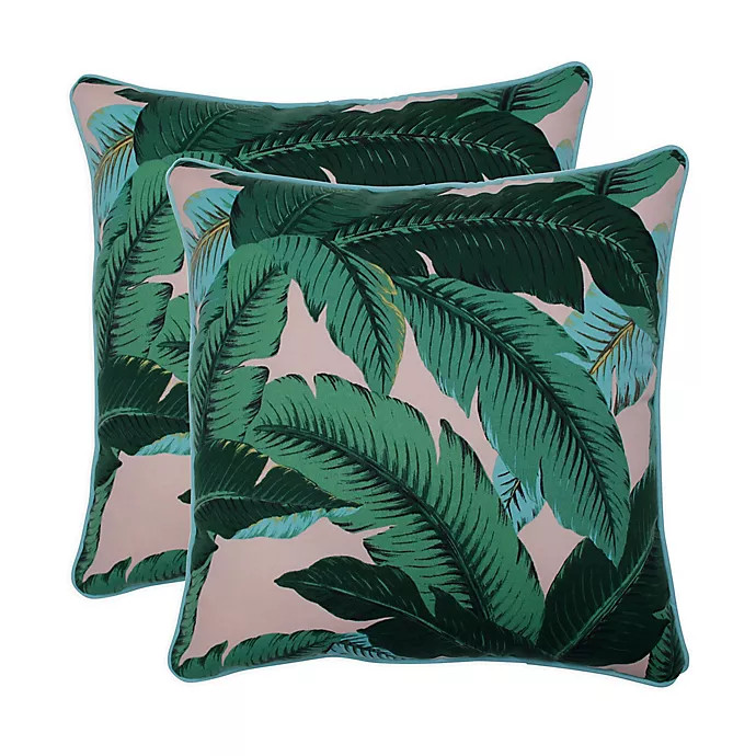 Pillow Perfect Swaying Palms Square Throw Pillows (Set of 2) | Bed Bath & Beyond