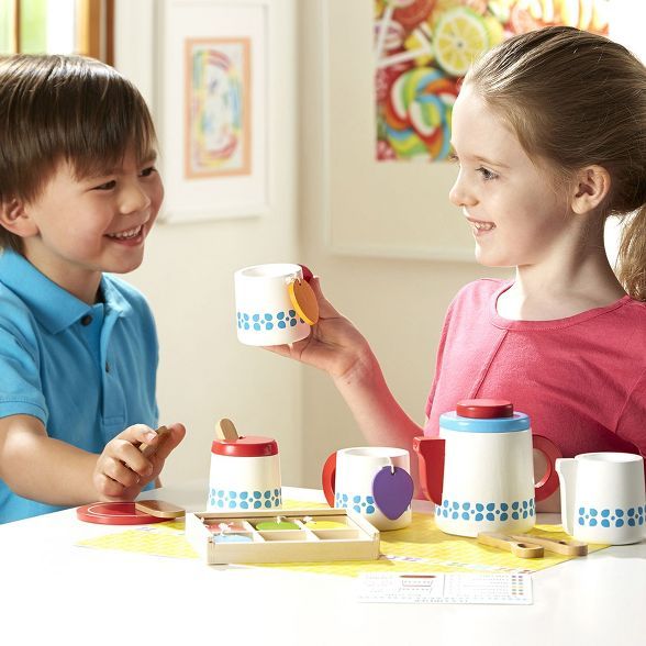 Melissa & Doug  22-Piece Steep and Serve Wooden Tea Set - Play Food and Kitchen Accessories | Target