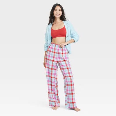 Women's Pajama Pants - Colsie™ Blue/Plaid M | Target