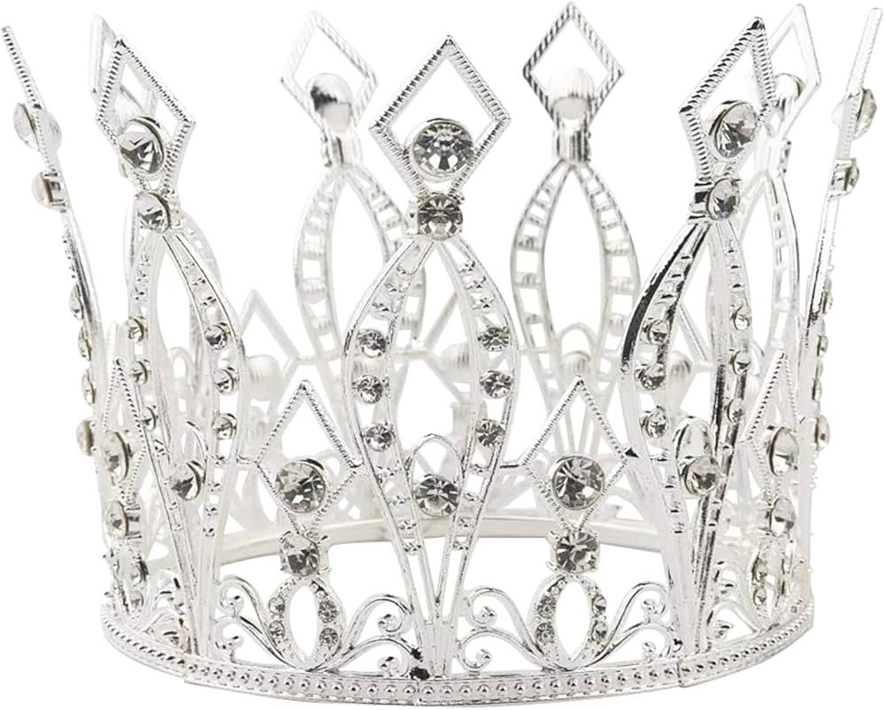 Crown Cake Topper Rhinestone Crystal Handmade Tiara Cake Decoration for Baby Shower Birthday Wedd... | Amazon (US)