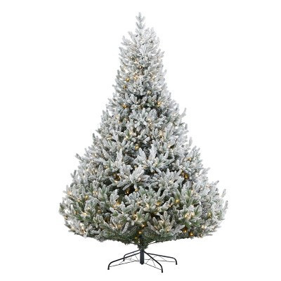 Christmas Royal Oaks Flocked Fir Tree 7.5ft, Pre-Lit 690 Warm White LED Lights, 1816 PE/PVC Tips | Target