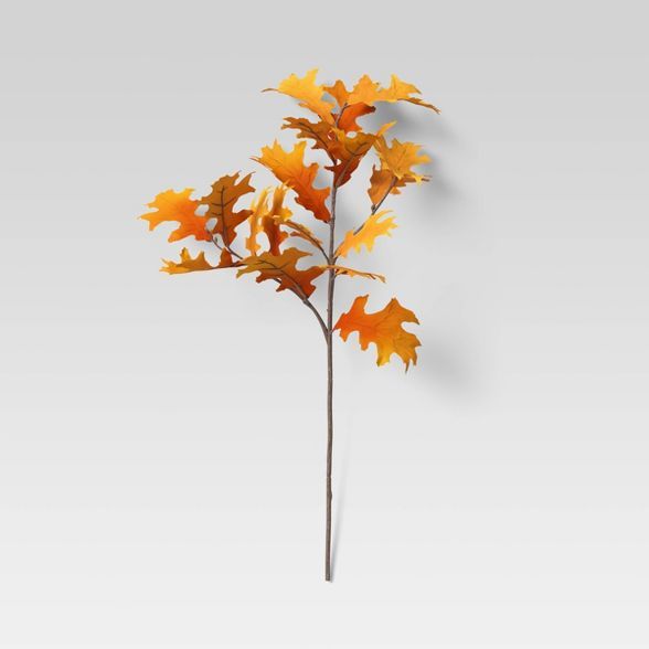28&#34; Artificial Fall Oak Leaves Stem Orange - Threshold&#8482; | Target