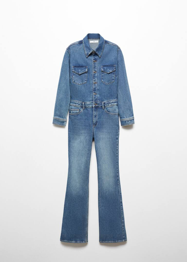 Long denim jumpsuit -  Women | Mango United Kingdom | MANGO (UK)