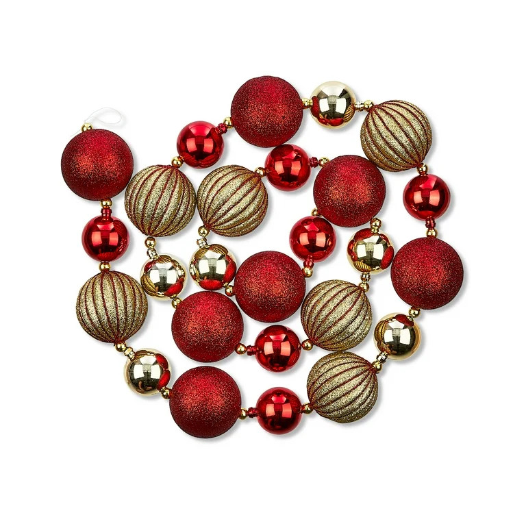 Red and Gold Large Bead Christmas Garland, 65 in, by Holiday Time | Walmart (US)