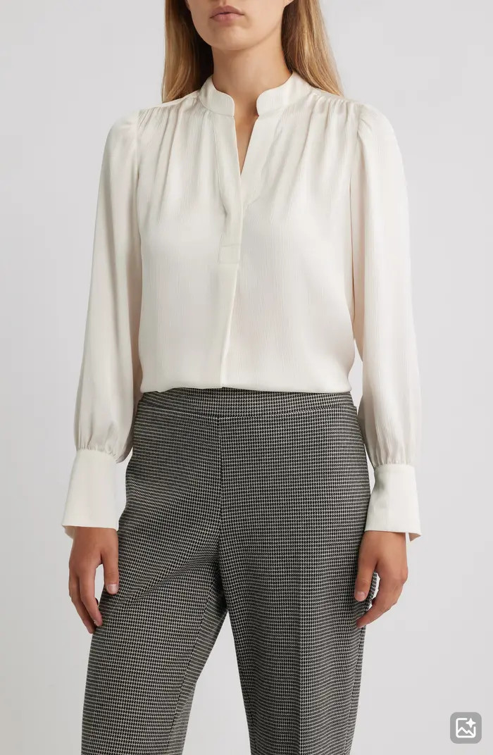 Anne Klein Textured Crepe Long Sleeve Top | Nordstrom | Nordstrom