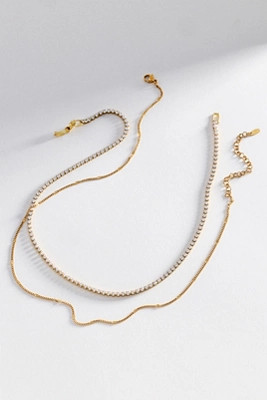 Water-Resistant Layering Necklaces, Set of 2 | Anthropologie (US)