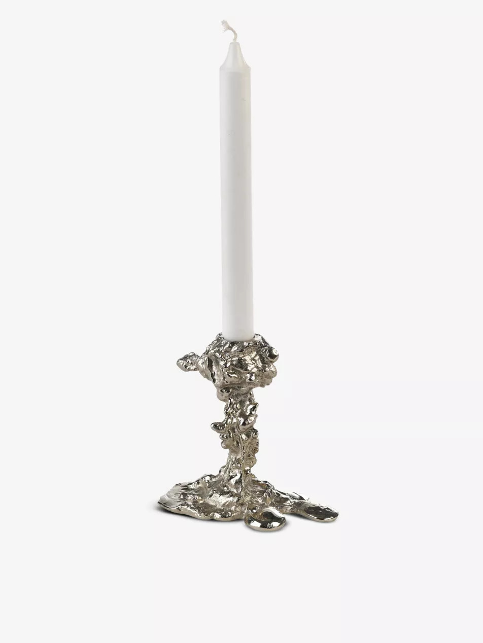 Drip plated aluminium candle holder 14cm | Selfridges