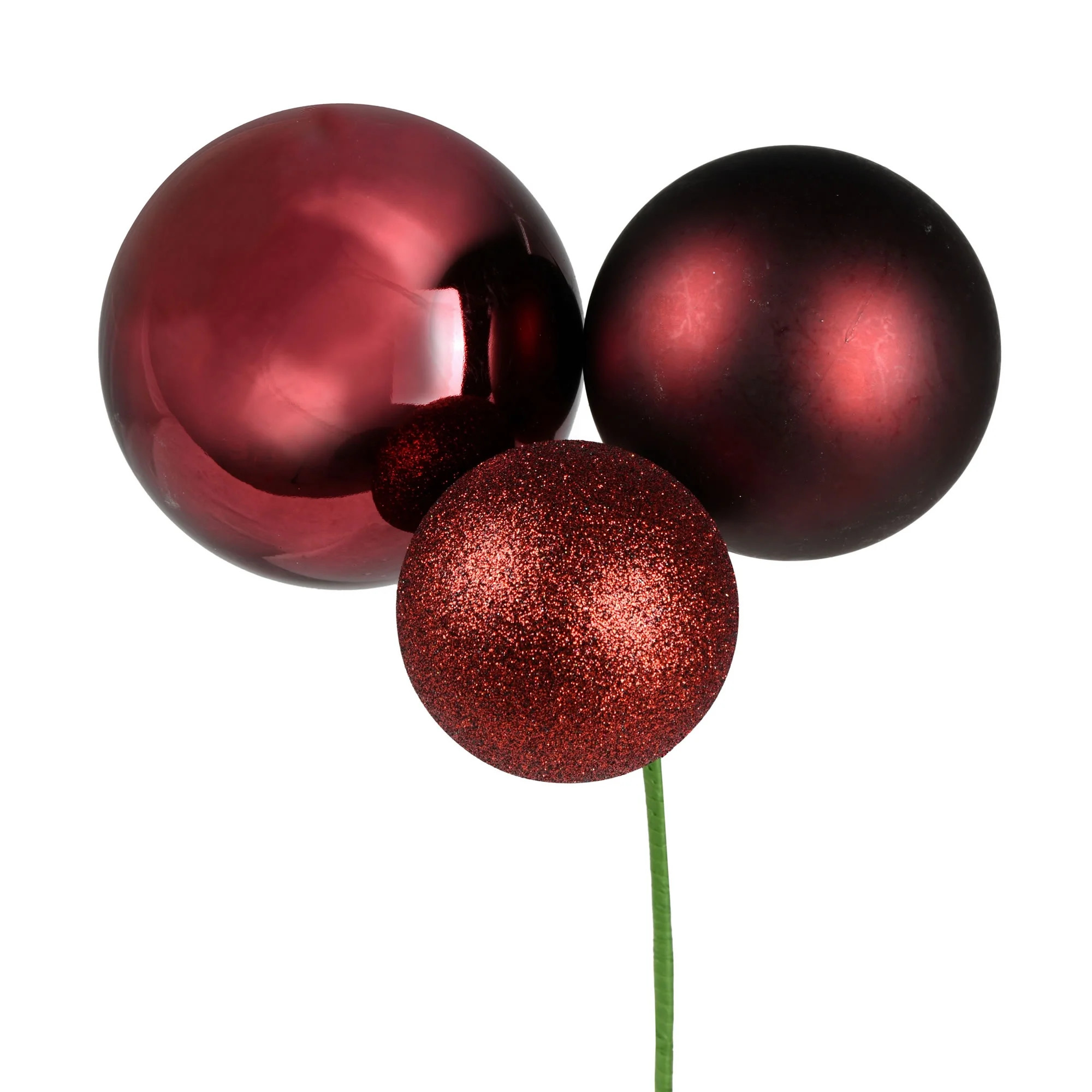 Vickerman 18" Burgundy Ball Ornament Christmas Pick, Pack of 2 | Walmart (US)
