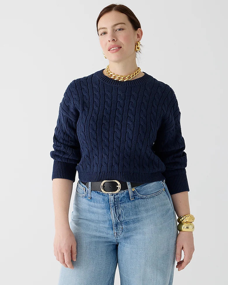 Cable-knit cropped sweater | J. Crew US