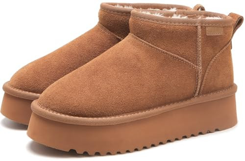 XIXITIAO Mini Boots,Cloud Genuine Suede Ankle Boots for Women,Platform Wool Snow Boots with Memory Foam,Classic Winter Boots for Women,Comfortable Trending Shoes | Amazon (US)