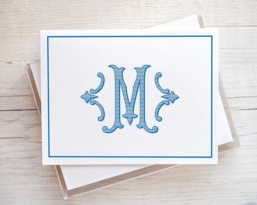 Monogram Note Cards, Personalized Monogrammed Stationery, Single Letter Monogram, Folded Blank Fo... | Amazon (US)