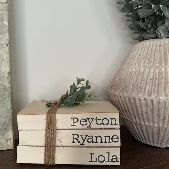 Personalized Stamped Books With Family Names, Stamped Books, Decorative Books, Shelf Decor, Decor... | Etsy (US)