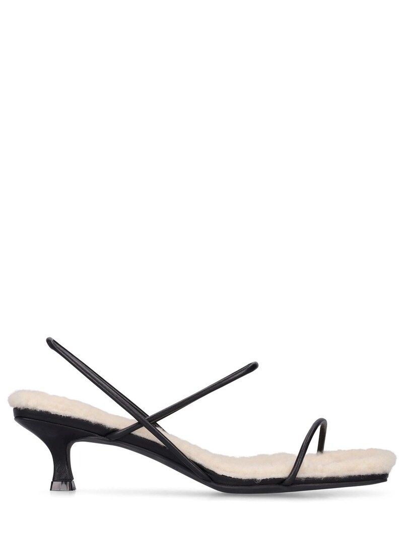 50mm shearling & leather heel sandals - St. Agni - Women | Luisaviaroma | Luisaviaroma