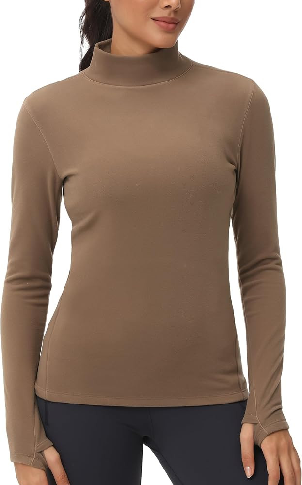 THE GYM PEOPLE Women's Mock Turtleneck Long Sleeve Shirts Fleece Thermal Underwear Pullover Tops ... | Amazon (US)