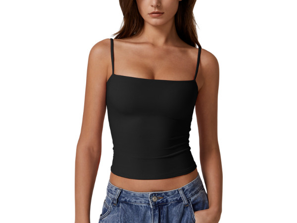 QINSEN Women's Double Lined Basic Tank Top Adjustable Spaghetti Straps Sleeveless Camisole Shirts | Amazon (US)
