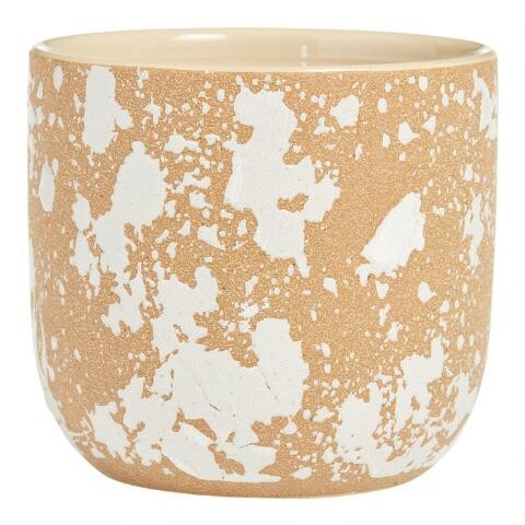Brown And White Textured Dappled Ceramic Planter | World Market