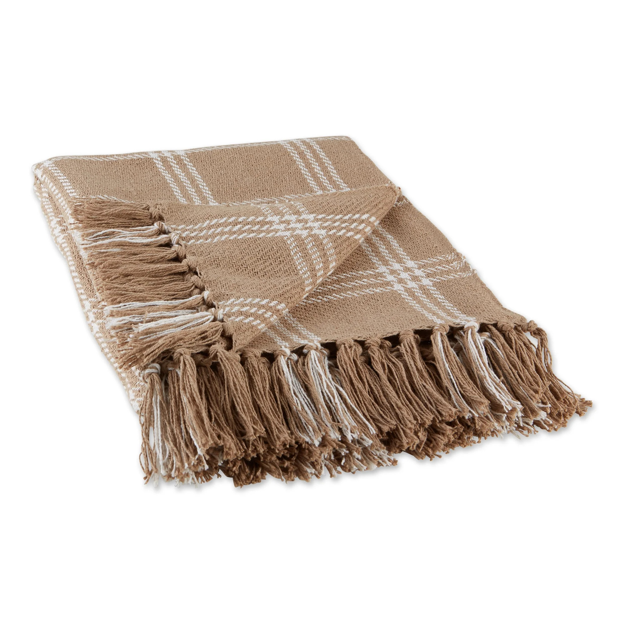 Design Imports CAMZ12556 50 x 60 in. Modern Farmhouse Plaid Throw, Stone & Off White - Walmar... | Walmart (US)