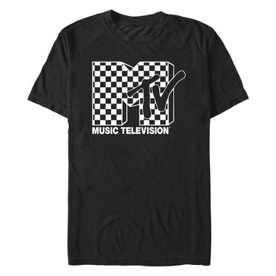 Men's MTV Black and White Checker Logo T-Shirt - Black - 4X Large | Target