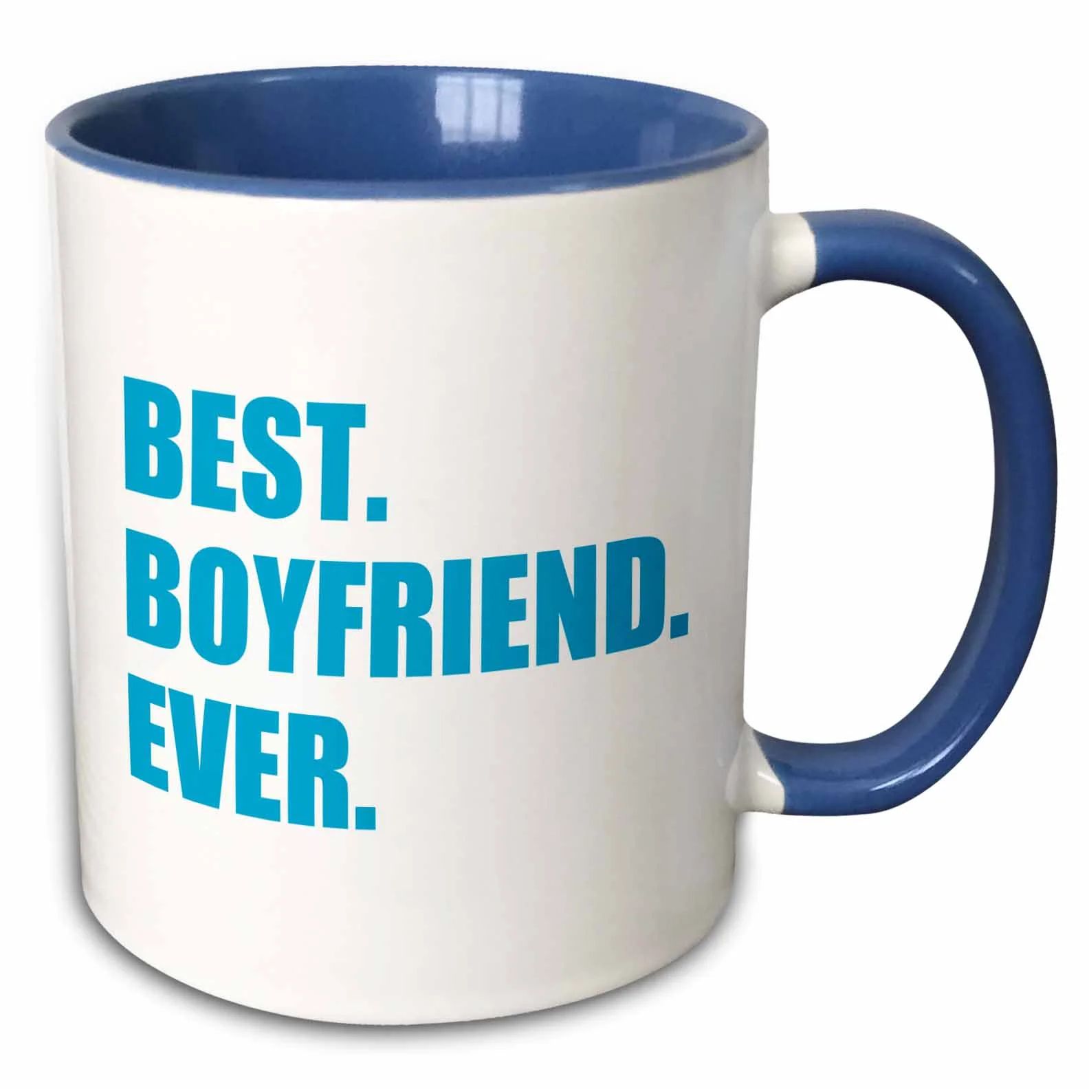 3dRose Blue Best Boyfriend Ever text anniversary valentines day gift for him - Two Tone Blue Mug,... | Walmart (US)