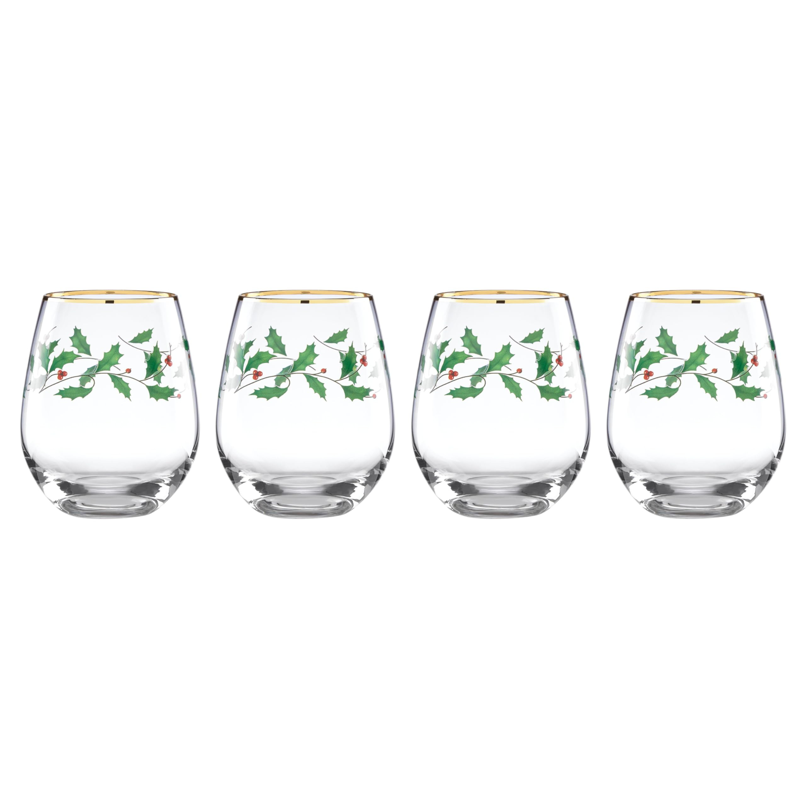 Lenox 888202 Holiday 4-Piece Stemless Wine Glasses, Christmas Drinkware Set, Hosting | Amazon (US)