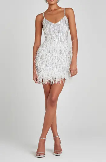 Christy Sequin & Feather Cocktail Minidress | Nordstrom