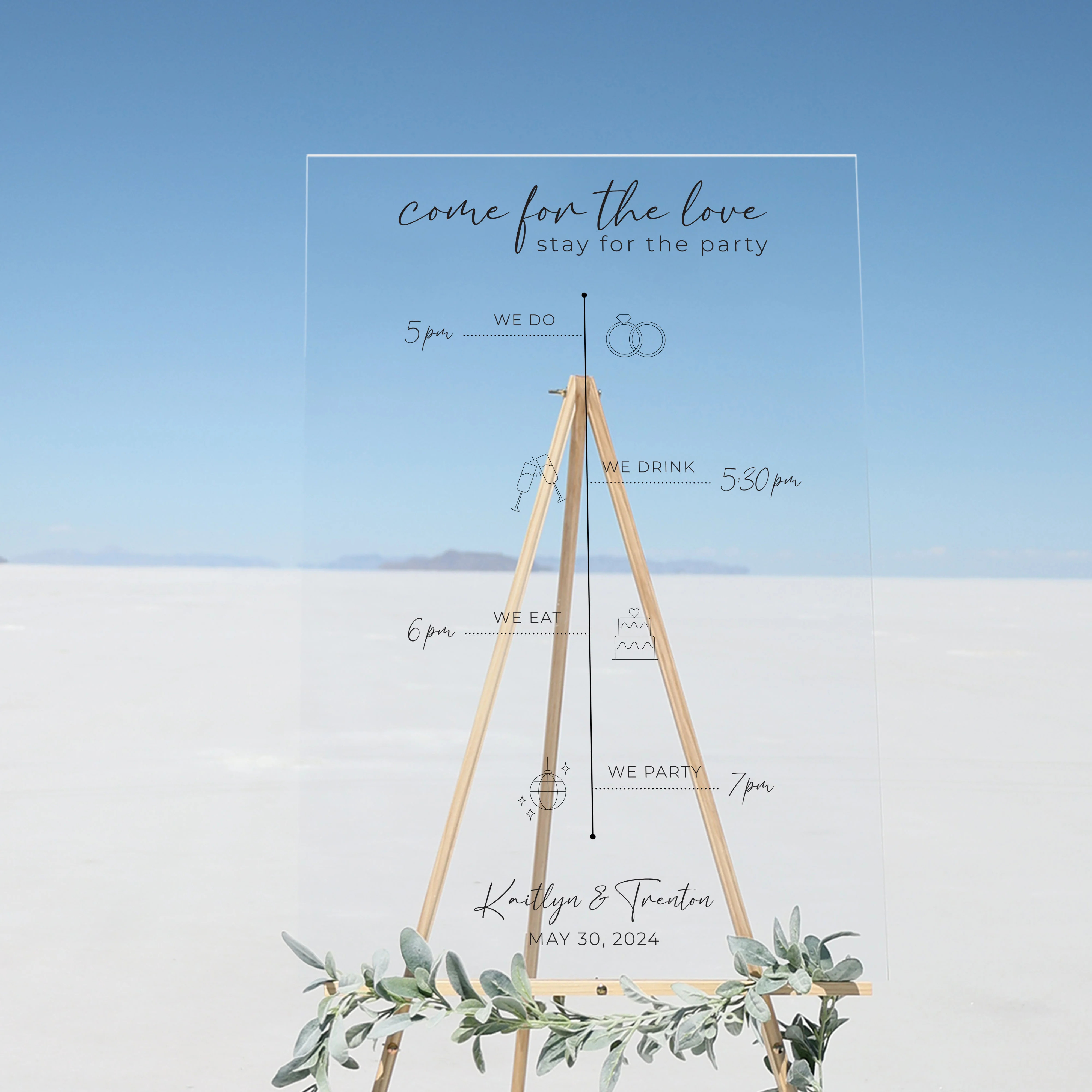 Clear Acrylic Wedding Timeline | Vertical Olivia | Circle and Square Decor 