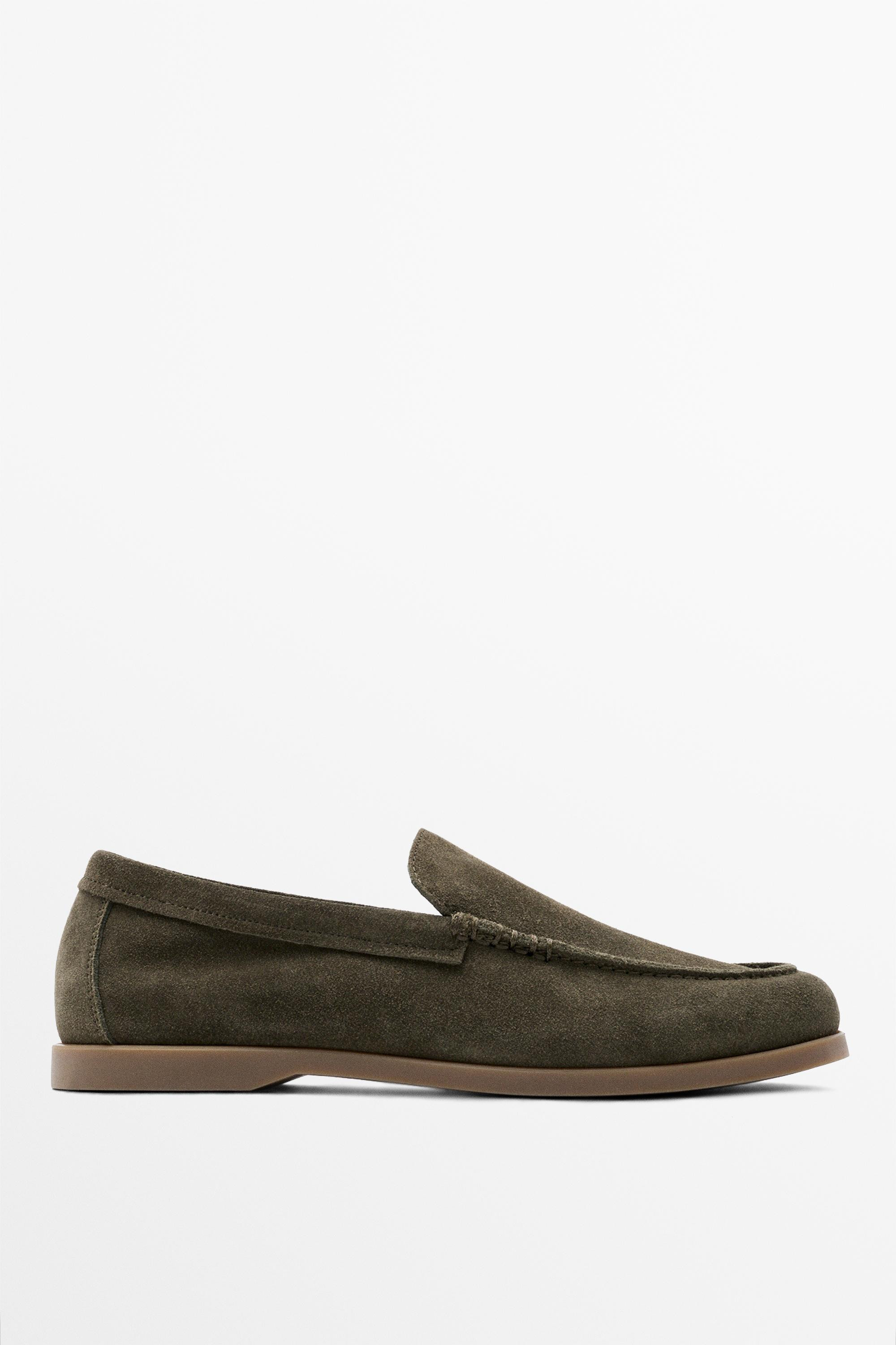 Soft split leather loafers | Massimo Dutti US
