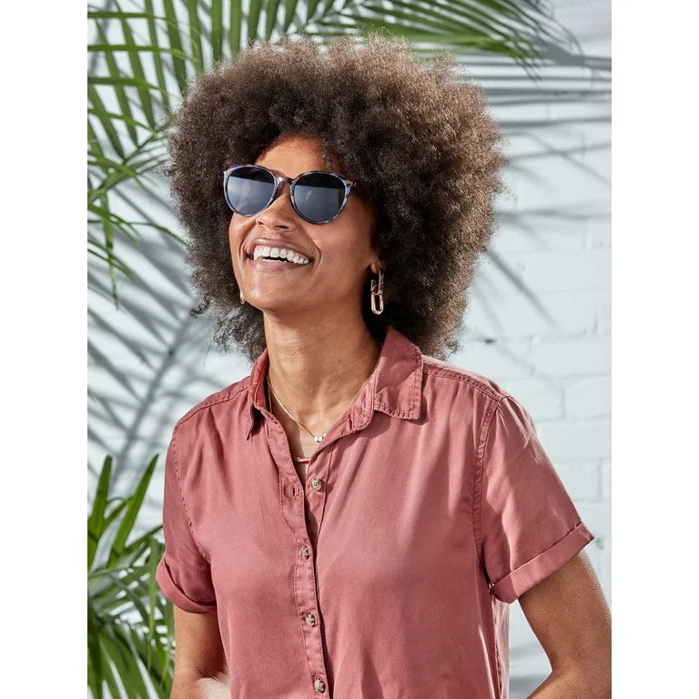 Foster Grant Women's Polarized Round Sunglasses, Tortoise Blue | Walmart (US)