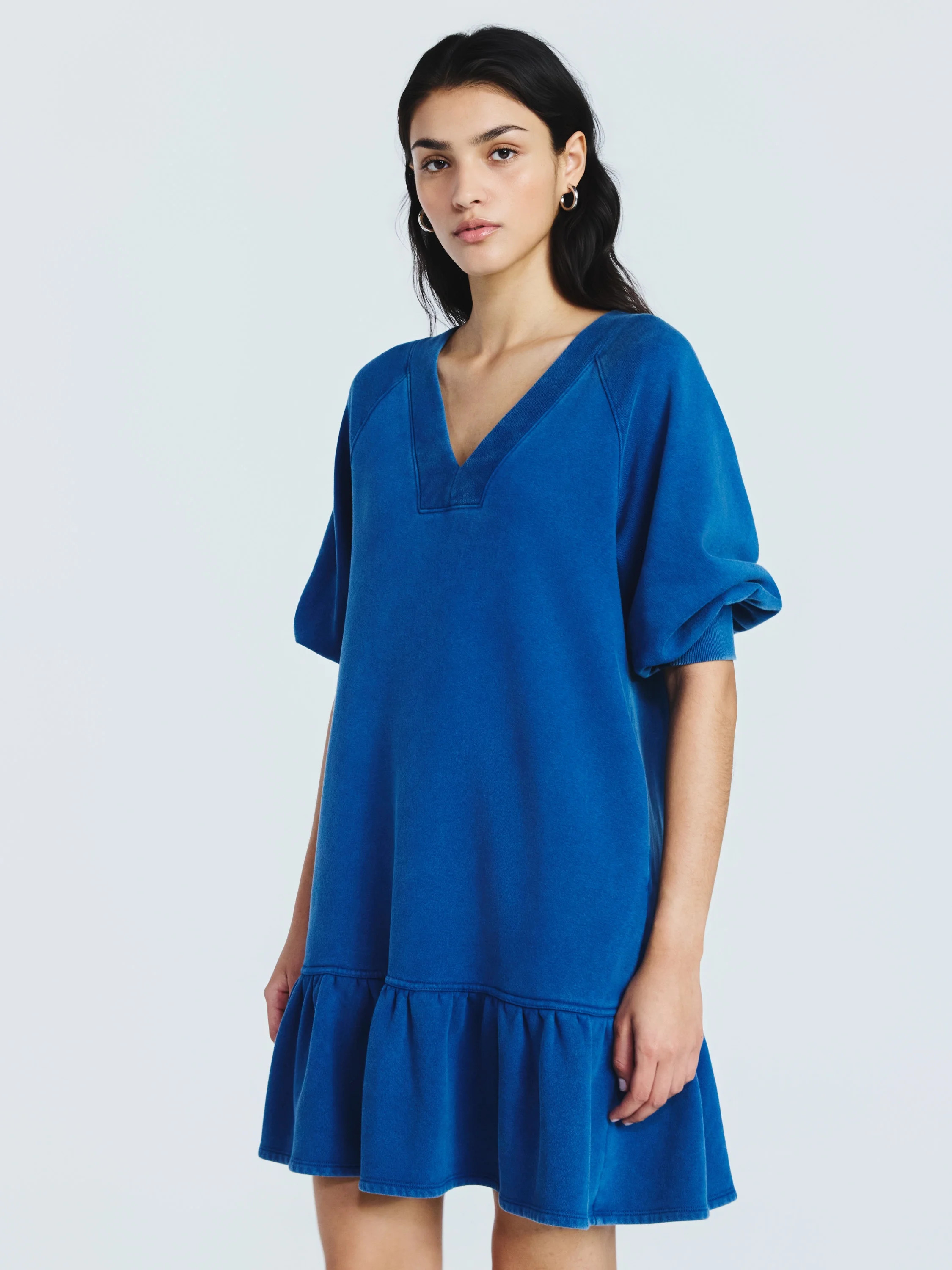 Scoop Women's and Women's Plus Deep V Neck Sweatshirt Mini Dress, Sizes XS-4X | Walmart (US)