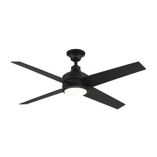 Mercer 52 in. Integrated LED Indoor Matte Black Ceiling Fan with Light Kit and Remote Control | The Home Depot