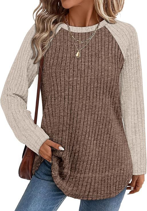 WIHOLL Long Sleeve Shirts for Women Fall Sweaters Lightweight Trendy Tops | Winter Clothing 2026,... | Amazon (US)