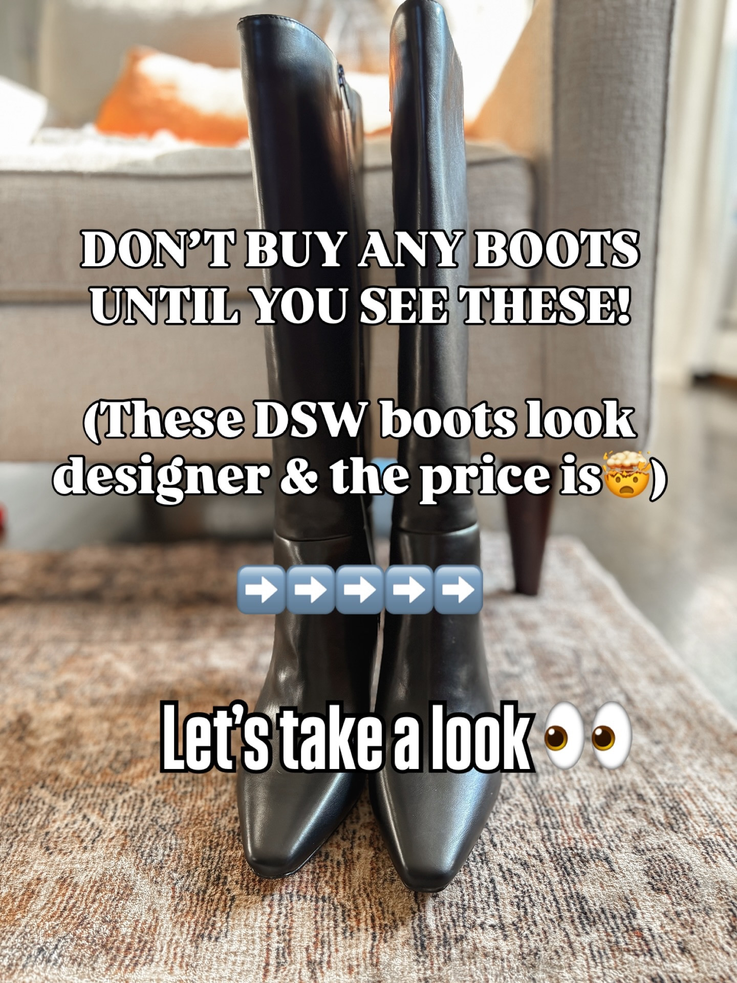 The DSW boots that look $$$ 👀
I’ve been searching for an affordable pair of black boots that look high end and I finally found them.

These just elevate every outfit. They are so chic and classy! 

The size zipper is so nice because it goes all the way up the boot. 

These are soft and not stiff at all!

Lightly cushioned footbed.

Also available in brown and burgundy 

🖤Follow and Comment SHOP for a link!!!

https://liketk.it/5uQ6S

@dsw #dswboots #tallboots #blackboots #bootseason 

Tall black boots, elevated boots, look for less, affordable fashion , budget friendly fashion, workwear, boots with heels, tall boots, dsw boots, winter fashion, fall fashion, women’s shoes