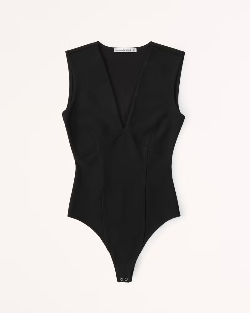 Abercrombie & Fitch Women's Crepe Plunge Bodysuit in Black - Size XXS | Abercrombie & Fitch (US)