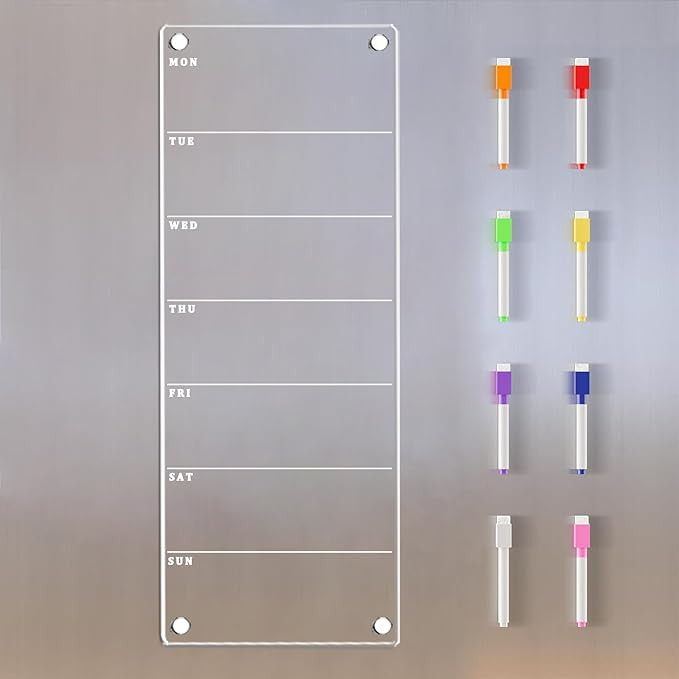 Magnetic Weekly Planner for Fridge 6"x17" Weekly Menu Magnet Fridge Dry Erase Board to Do/Grocery... | Amazon (US)