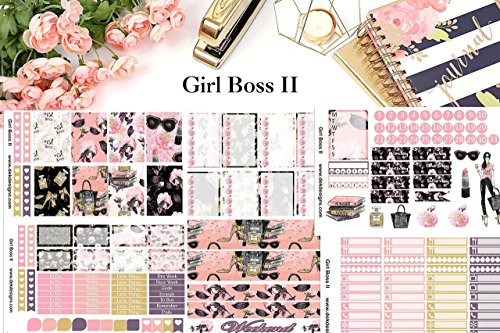 Girl Boss II, Planner Calendar Sticker Kit 6 sheets on matte sticker paper. Erin Corndren and Happy  | Amazon (US)