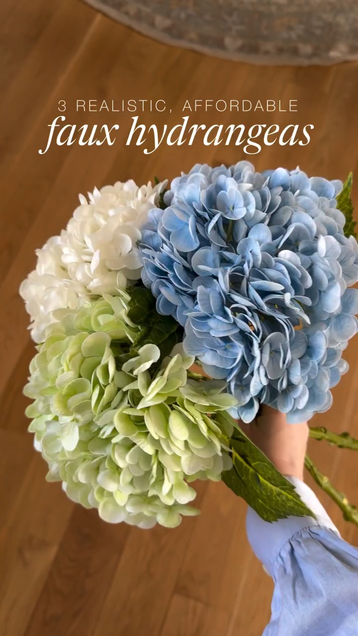 I was set on finding the most realistic, affordable faux hydrangeas for you! These blew my mind at 3 stems for $20. Each are entirely shapable to give a very full look and these three colors are truly stunning. Comment STEM to shop! 

#fauxhydrangeas #fauxflorals #fauxflowers #amazonhomefinds #amazonfinds