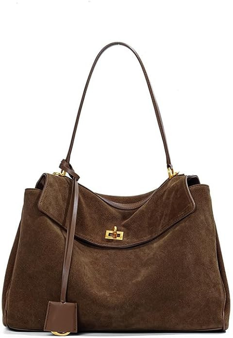 Genuine leather cowhide women's shoulder bag with detachable shoulder strap, flap buckle and unde... | Amazon (US)