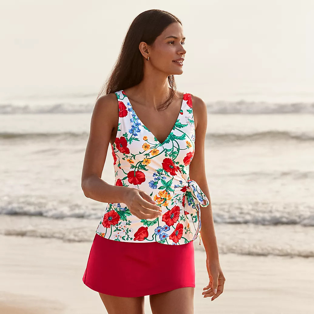 Women's Side Tie Tankini Top | Lands' End (US)