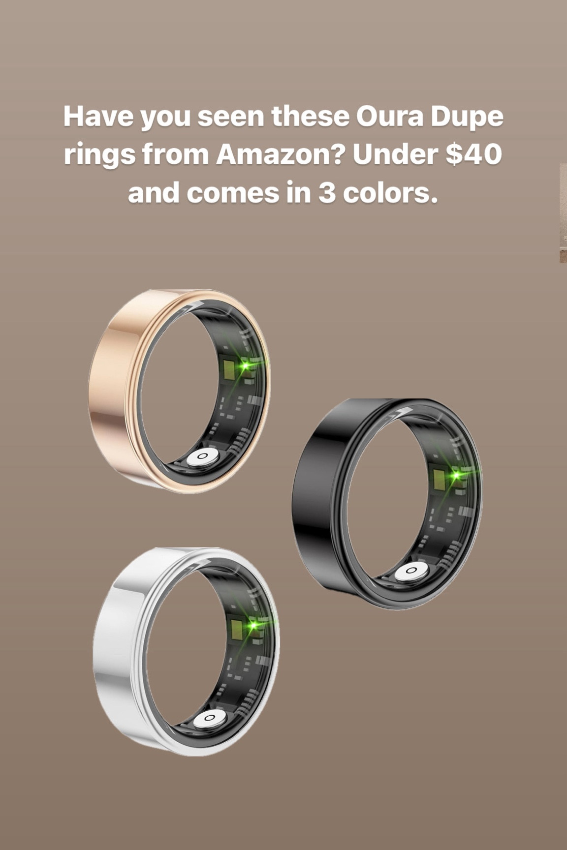 Oura Amazon Dupe rings for under $40 and comes in 3 colors. 

#LTKActive #LTKU #LTKFindsUnder50