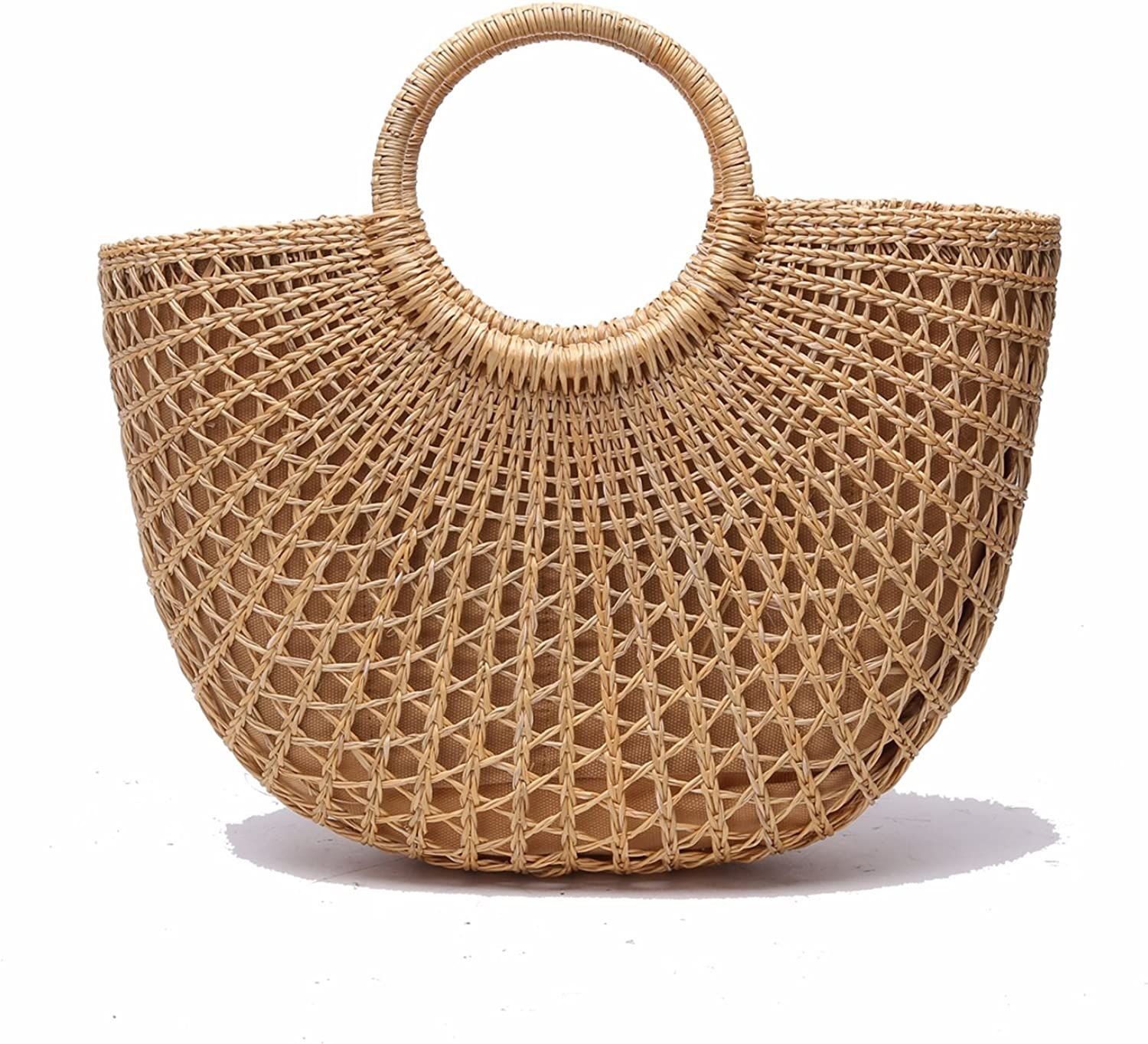 JOLLQUE Handwoven Womens Straw Tote Bags,Top Handle Handbag,Beach Bag Purse | Amazon (US)