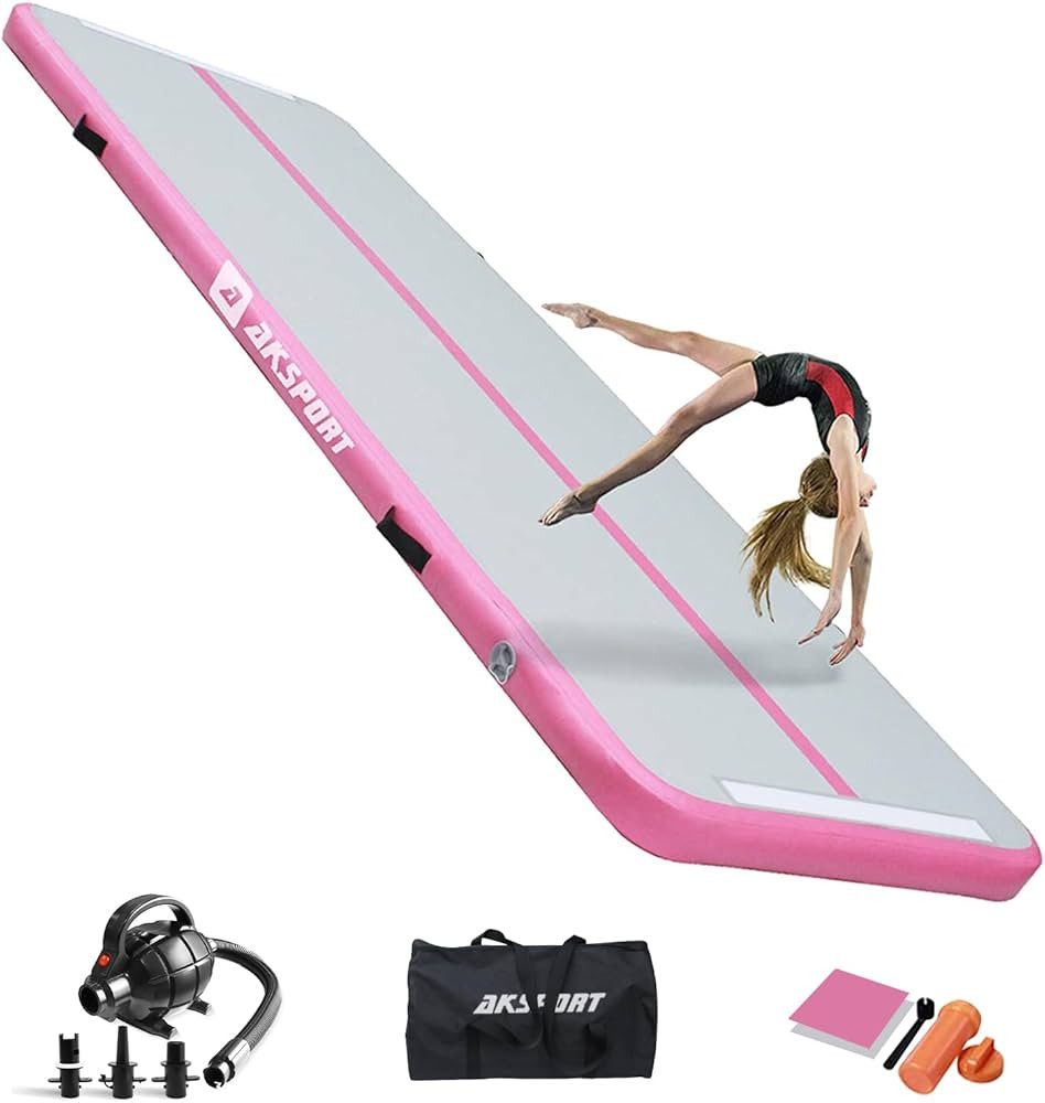 AKSPORT Gymnastics Air Mat Tumble Track Tumbling Mat Inflatable Floor Mats with Air Pump for Home... | Amazon (US)