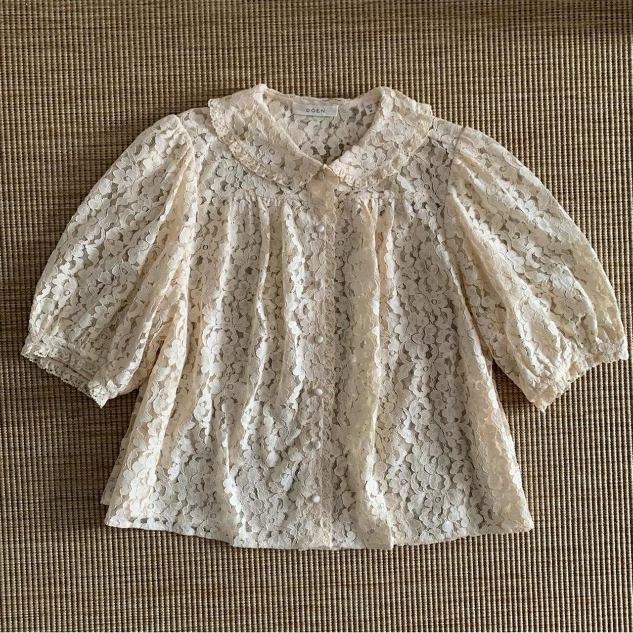 DÔEN Women's Blouse - Cream - M | Depop US