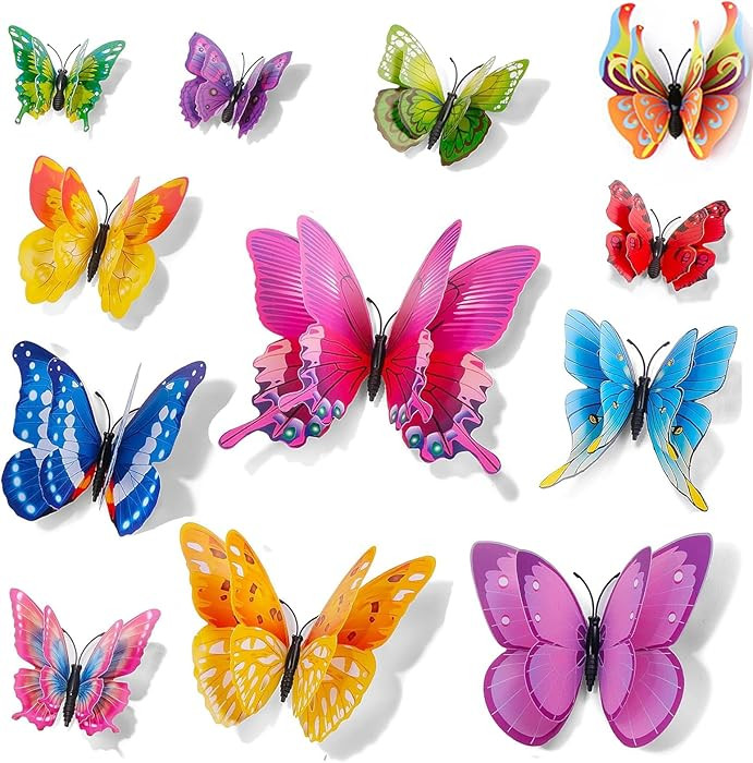 Butterfly Wall Decor 24/48 PCS, 3D Butterflies Stickers for Party Decorations with Magnets(Colorf... | Amazon (US)