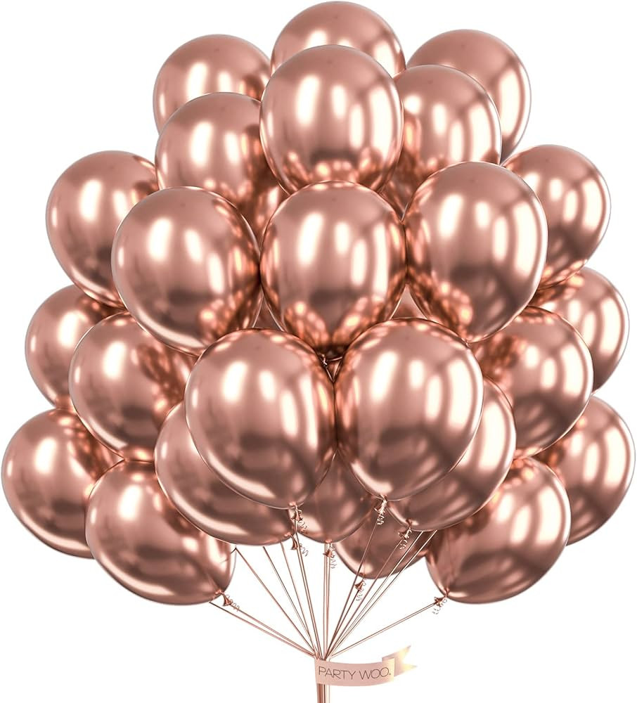 PartyWoo Metallic Rose Gold Balloons, 50 pcs 12 Inch Rose Gold Metallic Balloons, Rose Gold Ballo... | Amazon (US)